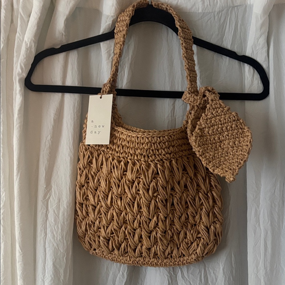 A New Day Tan Braided Shoulder Bag